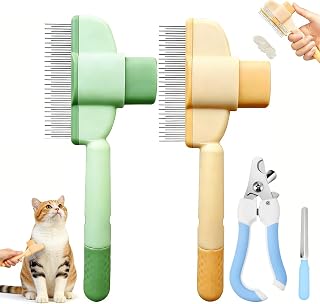 Fellblitz Bürste Katze, 4-tlg. selbstreinigendes Katzenbürsten-Set