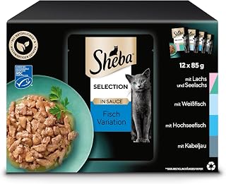 Sheba Selection Katzen Nassfutter im Portionsbeutel Fisch Variation (MSC) in Sauce Multipack 4×12…