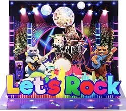 Rockin‘ Cat Geburtstagskarte mit Lichtern und Musik, Musikgrußkarte mit Pop-up-Gitarre für Katz…