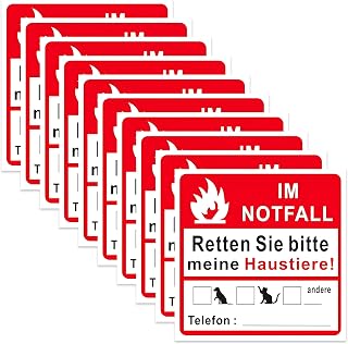10 Stück Notfallkarte Hund, Notfallkarte Haustier Hinweis Aufkleber Set