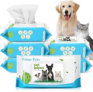 PrimePets Feuchttücher Hund, 6×100 Stück, Katzen Feuchttücher, Milde Pflegetücher für Hunde…
