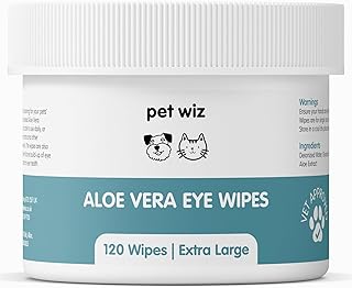 pet wiz Aloe Vera Augenwischtücher für die Reinigung von Hunden und Katzen, Größe XL, 1 Dose
