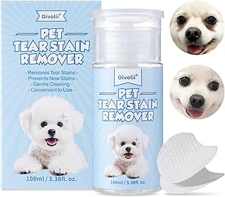 Natürliches Tränenfleckentferner für Hunde und Katzen 100ml, Augen Reinigungspads 50 Stück–…