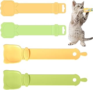 4 Stück Katzen-Leckerli-Quetscher, Nassfutterspender, Löffel, Leckerli-Lebensmittel-Presse, Auf…