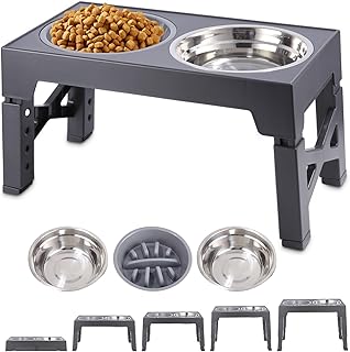 Erhöhter Hundenapf Futternapf Hund Erhöht Hundenapf Höhenverstellbar mit Langsamfutternapf, 2 …