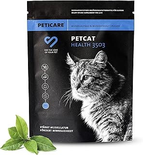 Peticare Muskelaufbau Muskelerhalt Pulver für Katzen | Mit essenziellen Aminosäuren, Kollagen |…