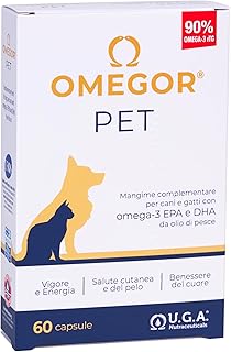 OMEGOR Pet Omega 3 für Hunde und Katzen mit EPA und DHA aus gereinigtem Fischöl – 60 Kapseln Om…