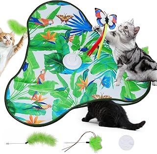 Ninonly 4 in 1 Interaktives Katzenspielzeug Automatisches Katzenspielzeug mit 3 Spielmodi 3 Reali…