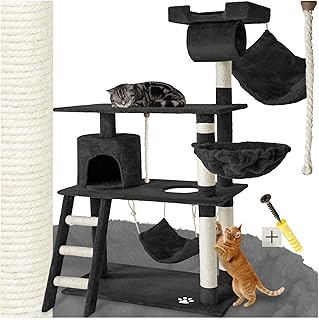 tectake Katzen Kratzbaum, Katzenbaum, Kletterbaum, 141cm hoch, Katzenhaus Indoor mit Hängematte,…