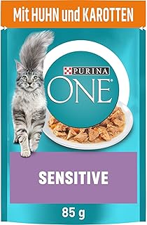 PURINA ONE Sensitive Katzenfutter nass, zarte Stückchen in Sauce mit Huhn, 26er Pack (26 x 85g)