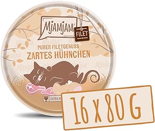 MjAMjAM – Premium Nassfutter für Katzen – zartes Filet vom Hühnchen 80g, 16er Pack (16 x 80 g),…
