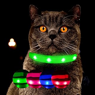 Leuchthalsband für Katzen [Das Original] Leuchtendes LED Katzenhalsband zum spazieren gehen auch…
