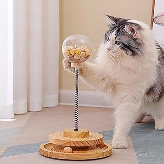 KatzenSpielzeug mit Futterball Snackball aus Holz, Kitten Spielzeug Interaktiven, Katzen Spielzeu…