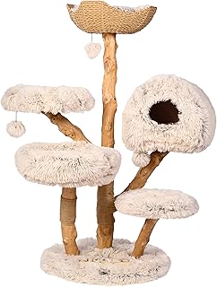 Kratzbaum „Cozy Chalêt“ – 128 cm Design-Katzenbaum aus Echtholz, handgefertigter Kletterba…