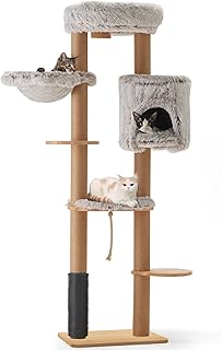 FUKUMARU Kratzbaum für Katzen,188 cm Wandmontage, Katzenbaum mit Katzenbett, Kratzpfosten, Katze…