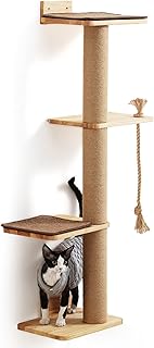 FUKUMARU Kratzbaum für Katzen, Wandmontage, 127,7 cm, Katzenbaum mit Katzenbett, Kratzpfosten un…