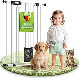 BOMI Tierschutzgitter Merle| Treppenschutzgitter ohne Bohren| Ideal als Absperrgitter Hund, Katze…