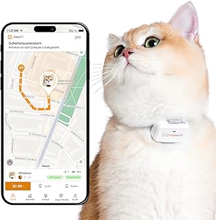 Pawfit Lite für Katzen 4G GPS-Tracker | Ultrakompakt <18g | Echtzeit-Tracking & Aktivität | Sta…