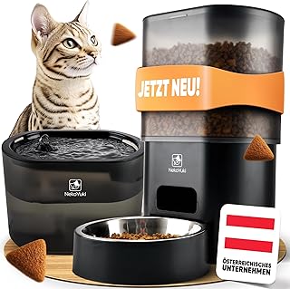 Katzen Futterautomat & Katzenbrunnen 2in1 2,4/5G WiFi per App ortsunabhängig steuerbar 3L Trinkb…