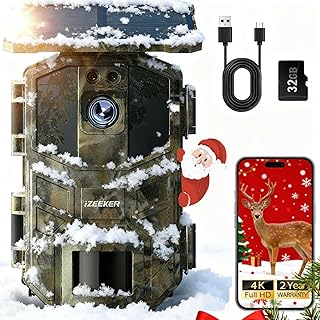 iZEEKER Solar Wildkamera 4K 64MP mit Handyübertragung App, WLAN & Bluetooth Wildtierkamera mit B…