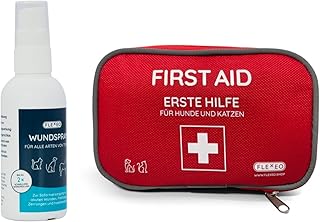 FLEXEO Erste-Hilfe-Haustierset bestehend aus Erste-Hilfe-Set für Hunde und Katzen und Wundspray …