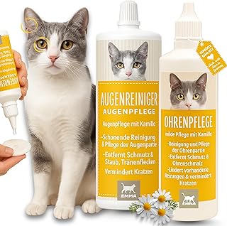 EMMA Augentropfen Katze & Ohrenreiniger Katze – Ohrentropfen Katze – Erste Hilfe Set Katze • Oh…