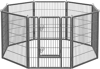 Feandrea Freilaufgehege, Laufstall DIY, mit 8 Gitterplatten je 77 x 100 cm, 2 L-förmige Riegel, …