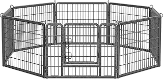 Feandrea Freilaufgehege, Laufstall DIY, mit 8 Gitterplatten je 77 x 60 cm, 2 L-förmige Riegel, t…