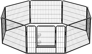 Feandrea Freilaufgehege, Laufstall DIY, mit 8 Gitterplatten je 77 x 60 cm, 2 L-förmige Riegel, t…